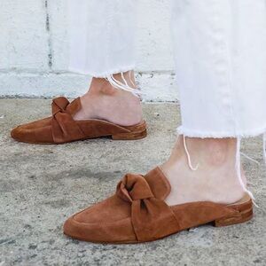 Anthropologie Kaanas Minsk Cinnamon Suede Knotted Bow Detail Mules - 7